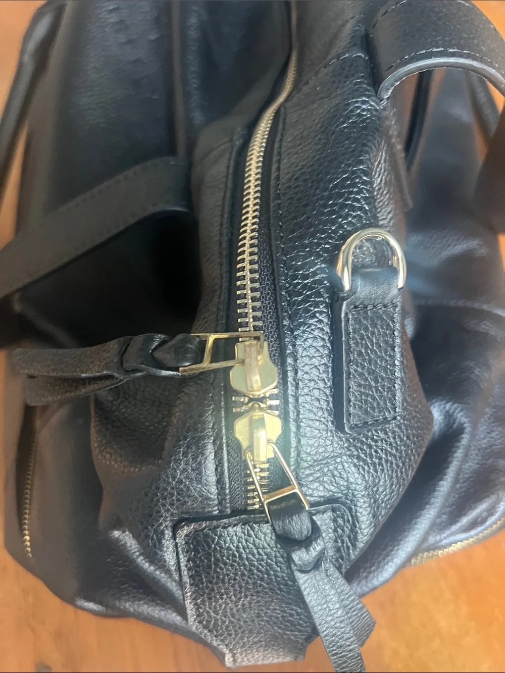 Black Pebbled Link and Kings Leather Duffel Bag